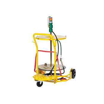 013-1121-000 <br> Ensemble complet <br> graissage pneumatique mobile avec plateau suiveur (3 roues) <br> diam. 590 mm <br> Augmentation de pression 60:1 <br> Fûts de 180-220 kg