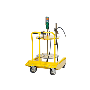013-1125-000 <br> Ensemble complet <br> graissage pneumatique mobile avec plateau suiveur (4 roues) <br> diam. 590 mm <br> Augmentation de pression 60:1 <br> Fûts de 180-220 kg