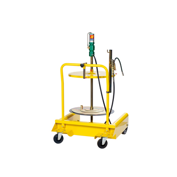 013-1135-000 <br> Ensemble complet <br> groupe de graissage pneumatique mobile avec plateau suiveur et enrouleur (4 roues) <br> diam. 590 mm <br> Augmentation de pression 60:1 <br> Fûts de 180-220 kg