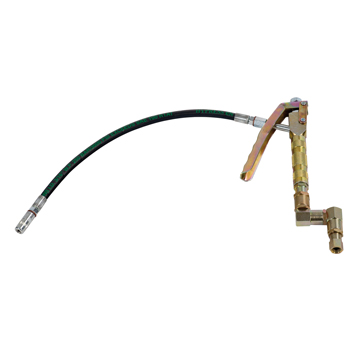 014-1081-010 <br> Pistolet à graisse pour pompe à graisse pneumatique <br> 400 mm <br> Tête de graissage à 4 mâchoires <br> raccord à triple pivot