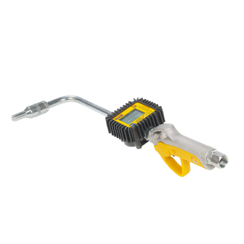 024-1233-D00<br>Pistolets à huile <br> Pistolet à huile numérique <br> Raccord tournant F 1/2" <br> Tube fixe 90° <br> Anti-goutte automatique diam. 14 mm