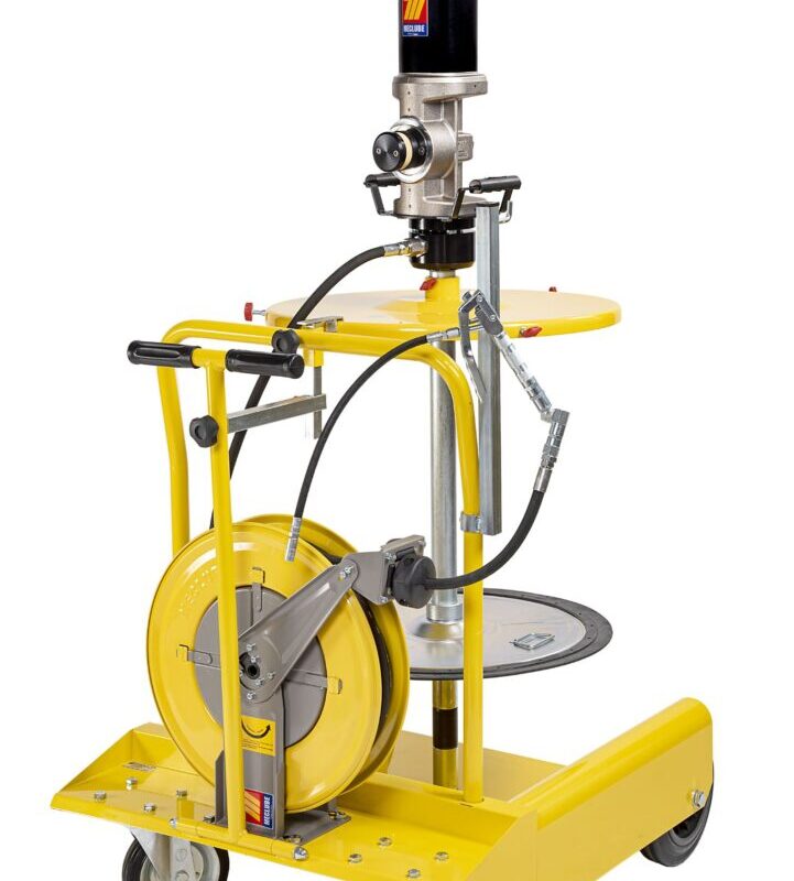 013-3135-000 <br> Kit de lubrification de pompe industrielle mobile avec enrouleur <br> Convient pour fûts 180-220 kg